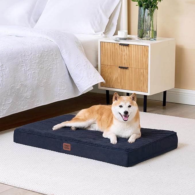 EHEYCIGA Orthopedic XL Dog Beds for Extra Large Dogs with Removable Washable Cover, Navy, 44x32