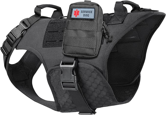 Service Dog Vest,Emotional Support Dog Vest Harness with Sturdy Handle Reflective Dog Harness Soft Padded Breathable Easy Control in Training Dog Vest for Large Dogs (Pet Vest Large, Black)