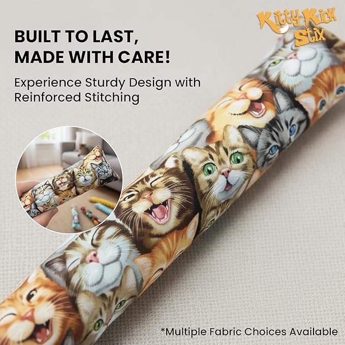 Kitty Kick Stix 15" Catnip Kicker Toy – Set of 2 | Handmade in USA | Interactive Cat & Kitten Toy | Durable Kicker Packed with 100% Potent Catnip for All Breeds (Cat Selfies)
