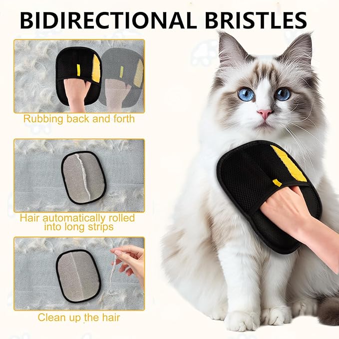 3pcs Electrostatic Pet Hair Removal Gloves: Quick Wiping - Reusable & Washable for Sofa Clothing Pet Beds Effortless Cats & Dogs Hair Remover for Pets
