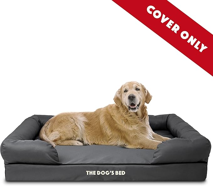 The Dog's Bed Replacement Outer Cover ONLY (Outer Cover ONLY - NO Bed, NO Waterproof Inner) for The Dog's Bed, Washable Oxford Fabric, Extra Large (Grey with Black Piping)
