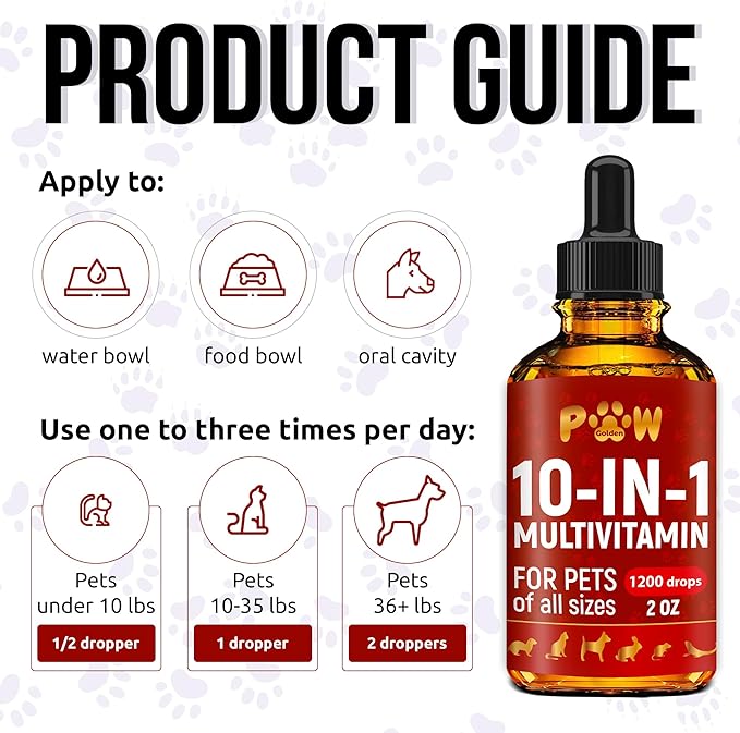 Cat Multivitamin B, C, & D3 – Liquid 10 in 1 Multivitamin for Dogs – Dog Vitamins and Supplements to Help with Allergies & UTIs – Cat Vitamins for Skin & Coat – Glucosamine for HIPS & Joints – 2 Oz
