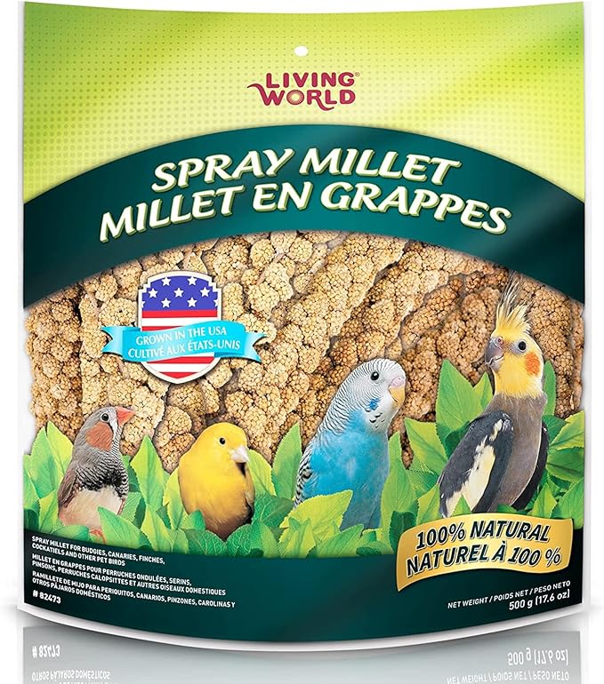 Living World – Millet Spray for Birds, 17.6 Oz – Premium Treat for Budgies, Canaries, Finches, Cockatiels and Other Pet Birds