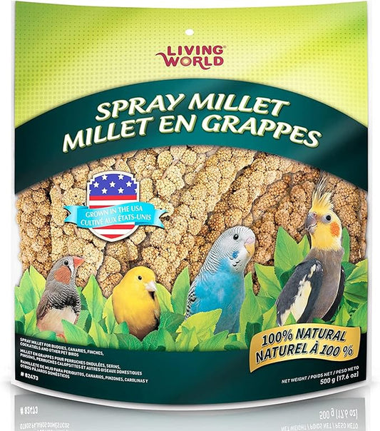 Living World – Millet Spray for Birds, 17.6 Oz – Premium Treat for Budgies, Canaries, Finches, Cockatiels and Other Pet Birds