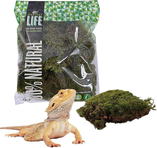 The Habitat Life - Natural Mood Moss - for Reptiles, Amphibians & Invertebrates Terrariums - Moisture-Retaining - Humidity Control - Soft Bedding - Dye-Free & Safe - Medium - 1 Pack