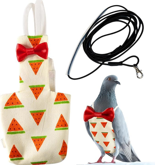 Birds Pigeon Diaper Pants Harness and Leash, Bird Diapers for Pigeons and Leash Harness, Diapers for Birds Cockatiel Parrot, Parakeet Diaper, Pigeon Pants, Parrot Clothes for Bird (XL-Watermelon)