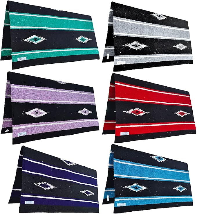 Majestic Ally 36"x 34" Navajo Design Acrylic Saddle Blanket -2.4 lbs (Gray and Black)