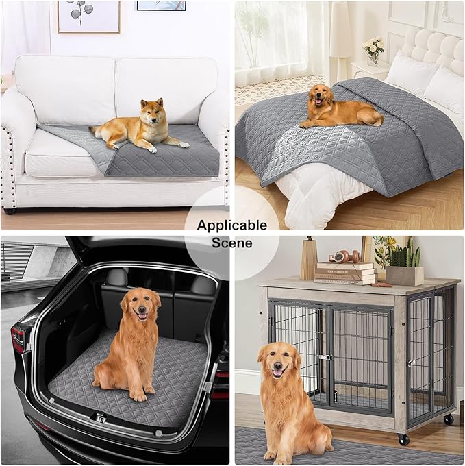 Smiry Waterproof Dog Blanket, 30x70 Inch Soft Pet Bed Cover Reversible, Washable Sofa Couch Furniture Protector for Small Medium Large Dog Puppy Cat, Geometric, Grey/Light Grey