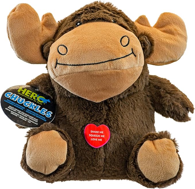 Hero Chuckles Moose, Plush Squeaky Dog Toy, Durable Stuffed Animal with 3 in 1 Squeaker