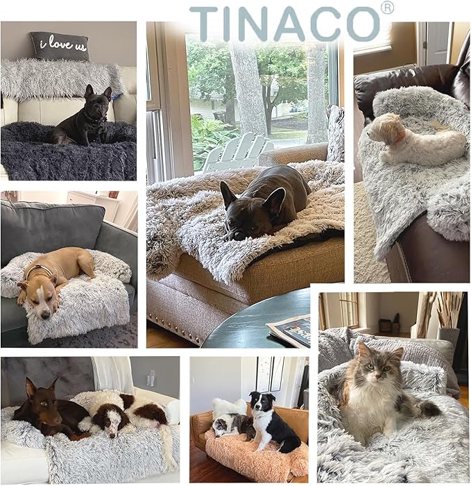 Calming Dogs/Cats Bed Mats, Dog Pad Washable Removable Couch Cover, Plush Long Fur Mat for Pets, Waterproof Lining, Perfect for Small, Medium and Large Dogs and Cats (Navy Blue, 36"x31")