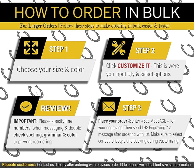 Personalized Horse Stall Name Plates, 2x10 Horse Stall Signs with Adhesive, All Weather UV Protected, White Plastic Black Letters - Made in USA - B16