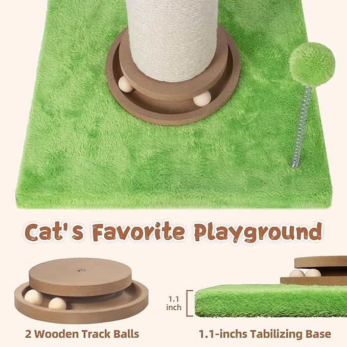 Fantasreen Cat Scratching Post 25'' Cat Scratcher Tall, Scratching Posts for Indoor Cats with Cat Toy, Interactive Ball for Kittens Adults Cats White