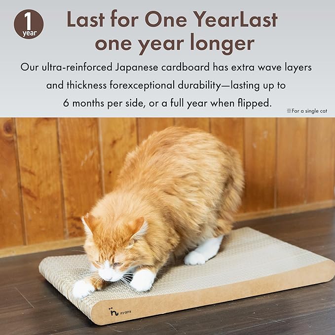 [ Minimal Debris | Long-Lasting (1 Year) | Made in Japan ] nyans Cat Scratcher [ Cat Scratcher, Double-Sided, Heavy-Duty Corrugated Cardboard, Popular ] Standard M Size nyans