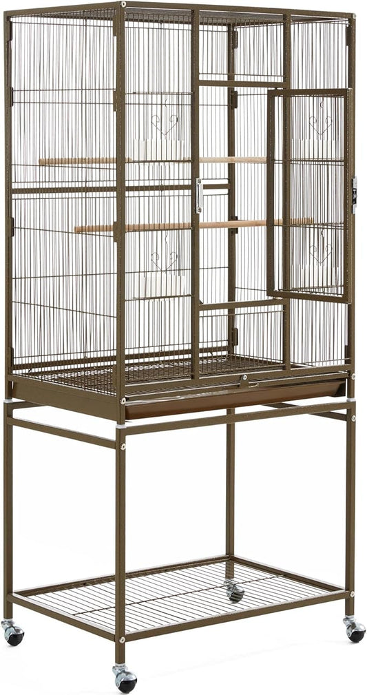 Topeakmart 53.5inch Large Bird Cage Metal Mobile Parrot Cage for Canary Pacific Parrotlet Lovebird Budgie Caique Senegal Green-cheeked Conure, Palmer Green