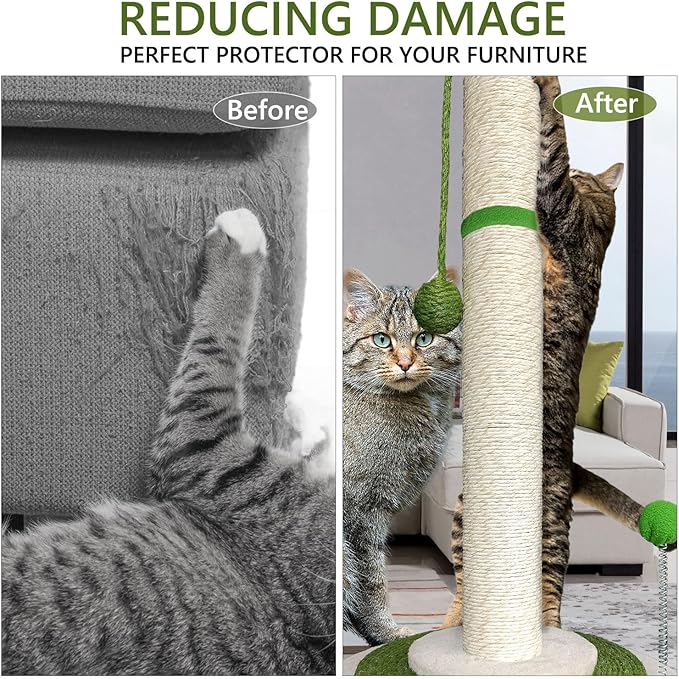 Go Pet Club 38" Tall Cat Scratching Post with Sisal Rope, Interactive Dangling Balls and Spring Ball