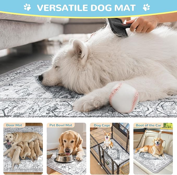 Lahome Extra-Large Washable Dog Pee Pads (72"x72") - Super Absorbent & Waterproof - Leakproof Reusable Mat for Playpens, Beds & Whelping, Convenient Cleanup,Gray
