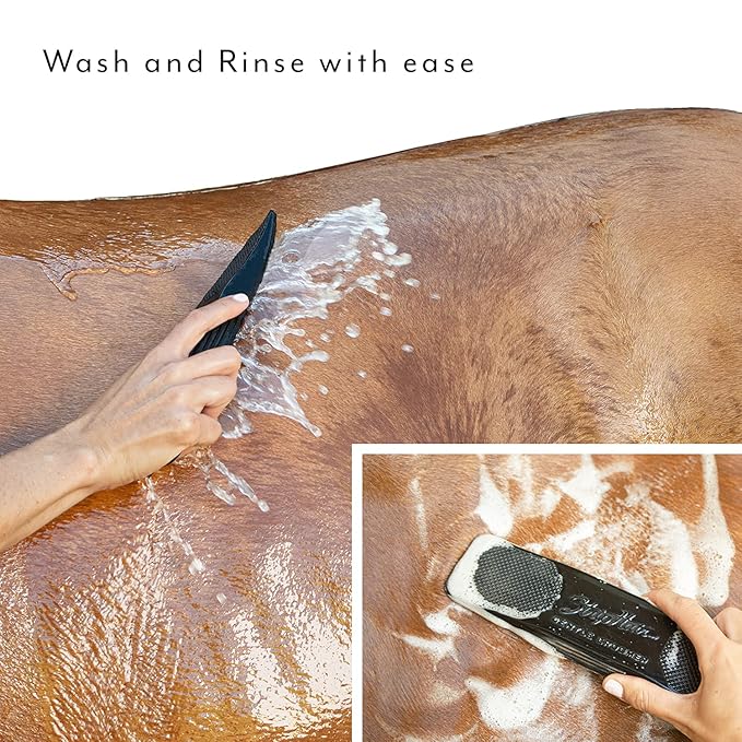 StripHair Gentle Groomer - Original for Horses Dogs 6-in-1 Shedding Grooming Massage Tool (Black)