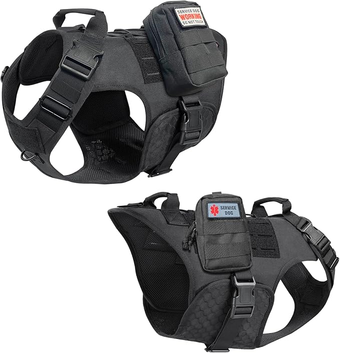 Service Dog Vest,Emotional Support Dog Vest Harness with Sturdy Handle Reflective Dog Harness Soft Padded Breathable Easy Control in Training Dog Vest for Large Dogs (Pet Vest Large, Black)