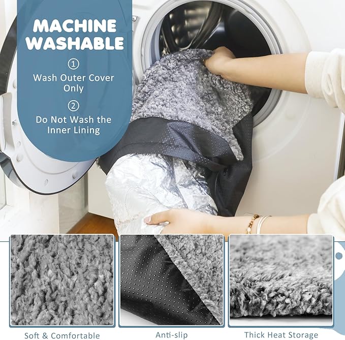 6 Pack Self Warming Cat Pads 18 x 24 Inch Self Heating Dog Mats Extra Warm Thermal Pet Bed Washable Pet Crate Mat Blanket Removable Cover Non Slip for Indoor Outdoor (Grey)