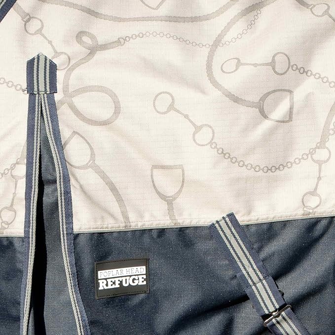 Jeffers Poplar Head 1200 Denier Turnout Sheet for Horses, 0g Polyfill, 72"- Waterproof Lightweight Horse Blanket, Adjustable Chest Belly Straps, Tail Flap, Stable Blanket - Latte Snaffles & Irons