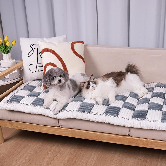 Dog Couch Cover Protector, Dog Bed Mat for Couch Washable Pet Bed Cover, Large Dog Blanket Pet Friendly Sofa Cover, Blue-Grey, 27 * 59 ''