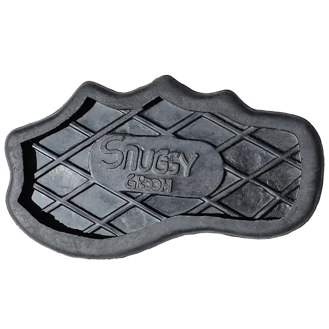 Grewal Equestrian Snuggy Groomer Soft Teeth Rubber Groomer Curry (Black)