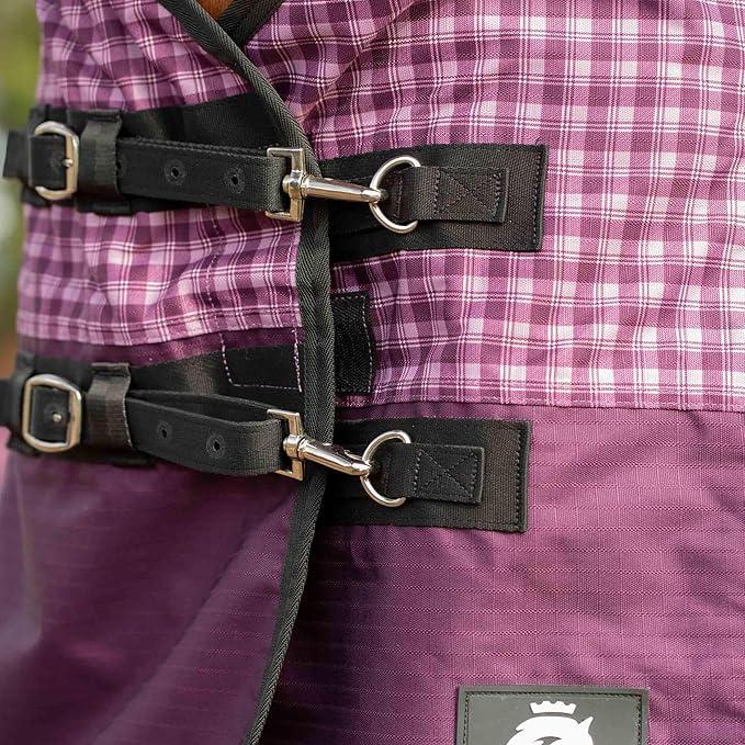 Equinavia Norse No Fill Horse Rain Blanket (0g) | Waterproof Lightweight Turnout Sheet - Black - 66 in - Plum Wine/Orchid Haze - 72 in