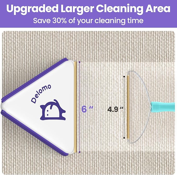 DELOMO Upgraded 3-in-1 Pet Hair Removal Tool: Versatile Dog & Cat Hair Remover – Carpet Rake for Multi-Surface – Reusable Pet Hair Remover for Carpet, Couch, Furniture, Clothes, Car Mats, Pet Bed