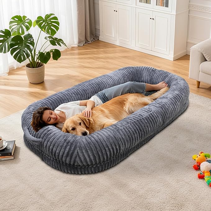 Human Dog Bed for Adult,70"x38"x10" Extra Large Human Pet Bed,Orthopedic Washable XL Dog Bed with Memory Foam (Darkgrey)