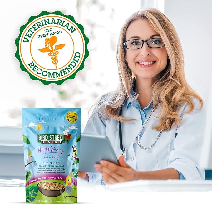 Bird Street Bistro Parrot Food - Parakeet & Cockatiel Food - Cooks in 3-15 min with Natural & Organic Grains, Legumes, Non-GMO Fruits, Vegetables & Health Spices