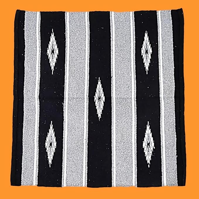 Majestic Ally 36"x 34" Navajo Design Acrylic Saddle Blanket -2.4 lbs (Gray and Black)