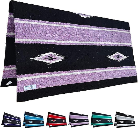 Majestic Ally 36"x 34" Navajo Design Acrylic Saddle Blanket -2.4 lbs (Purple and Black)