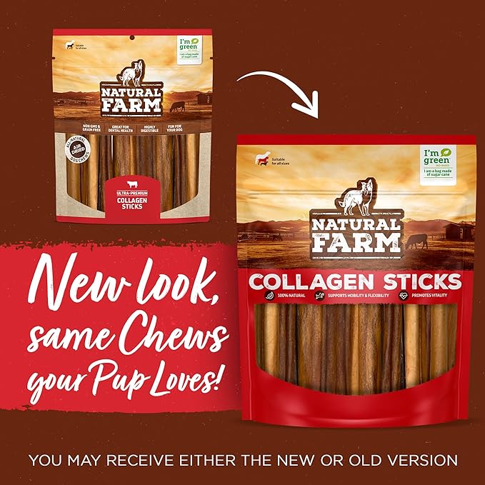 Natural Farm Odor Free Braided Collagen Chews for Dogs (12 Inch, 12 Pack), Collagen Sticks, Natural Dog Chews, Long Lasting, for Small, Medium and Large Dogs, Odor-Free, Rawhide Alternative
