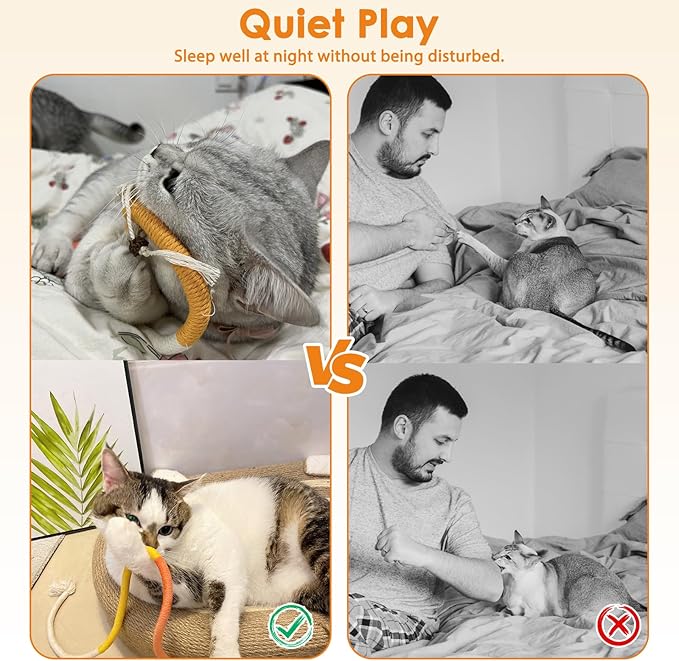 Tocirelo Cat Chew Rope Toy - 6Pack Cat Chew Toy for Teeth Cleaning, Interactive Kitten Teething Toys to Transfer Chewing from Wires, Cotton String with Natural Silvervine Ball