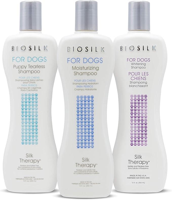 BioSilk for Dogs Silk Therapy Puppy Tearless Shampoo for Dogs | Best Shampoo for Puppies and Great for All Dogs | 12 Oz Bottle of Dog Shampoo - 6 Pack