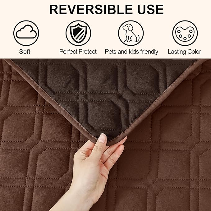 Smiry Waterproof Dog Blanket, 82x102 Inch Soft Pet Bed Cover Reversible, Washable Sofa Couch Furniture Protector for Small Medium Large Dog Puppy Cat, Geometric, Brown/Chocolate
