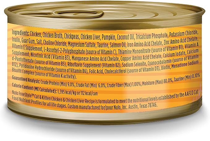 Nulo Freestyle Chicken & Chicken Liver Recipe Pate Wet Canned Cat Food, 2.8 Ounce (Pack of 12)