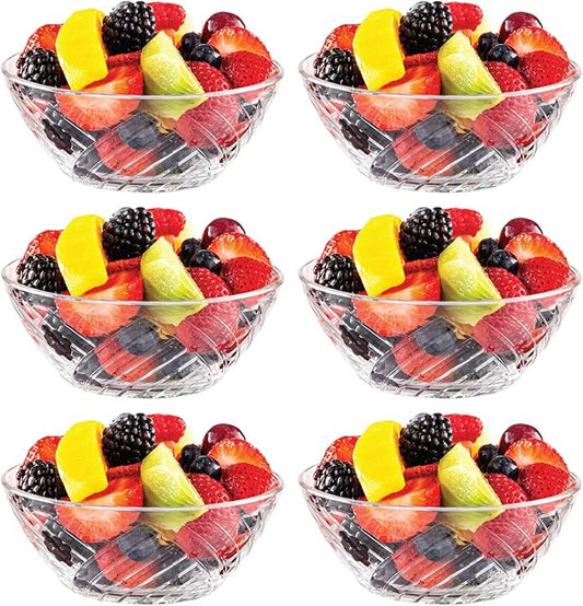 Vikko Glass Bowls - Set of 6 Decorative Dessert Bowls, 10.75 Ounce Glass Dish for Dessert, Candy, Kitchen Prep, Dishwasher Safe