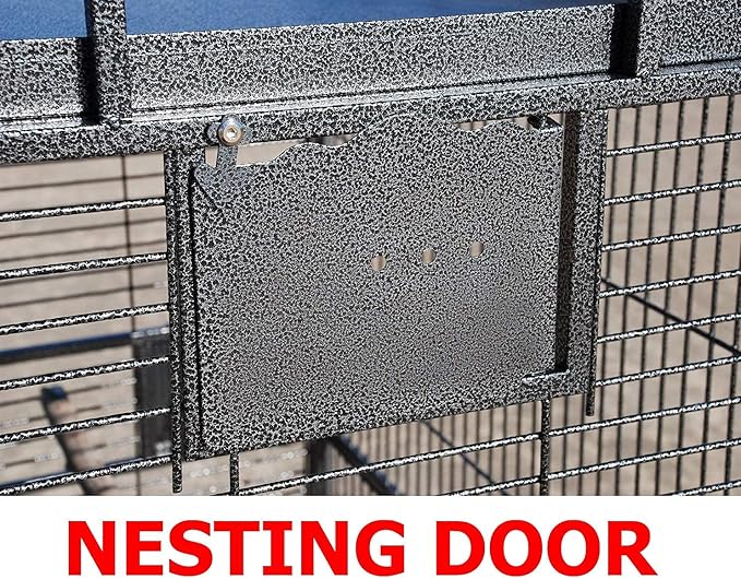 Extra Large Wrought Iron Open/Close Play Top Bird Parrot Cage, Include Metal Seed Guard Solid Metal Feeder Nest Doors Overall Dimensions: 35.25" Wx29.5 Lx62 H(with Seed Skirt)