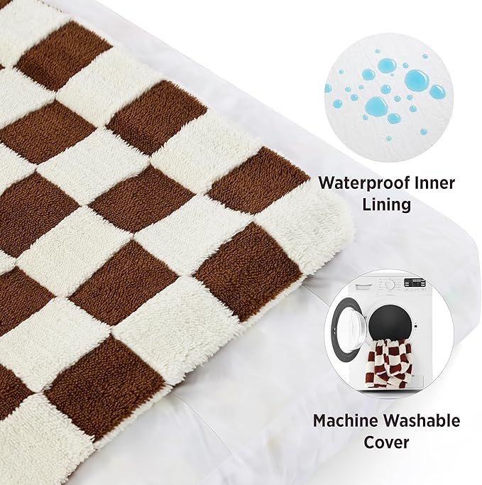 LE SURE XLarge Dog Bed-Thick Shredded Chopped Foam Pet Bed Indoor with Removable Cover, Cute Modern Fuzzy Plush & Anti Slip Bottom, Brown