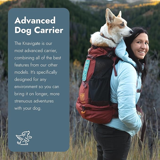 K9 Sport Sack Knavigate - X-Large, Midnight Black - Ideal for Dogs with 23-25” Back Length - Adjustable, Backpack-Style Carrier with Internal Frame & Padded Hip Belt