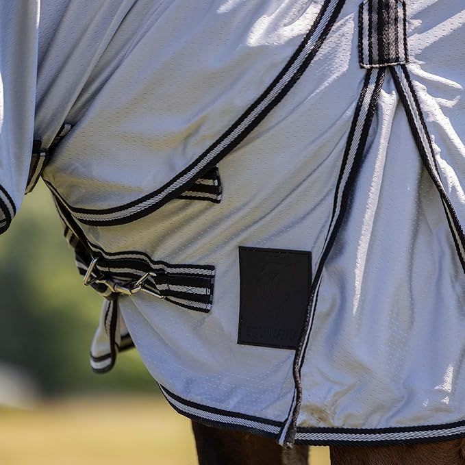 Equinavia Aktiv Athletic Detachable Neck Fly Sheet | Ultralight Poly Fabric | Extended Protection - Silver Gray - 75 in