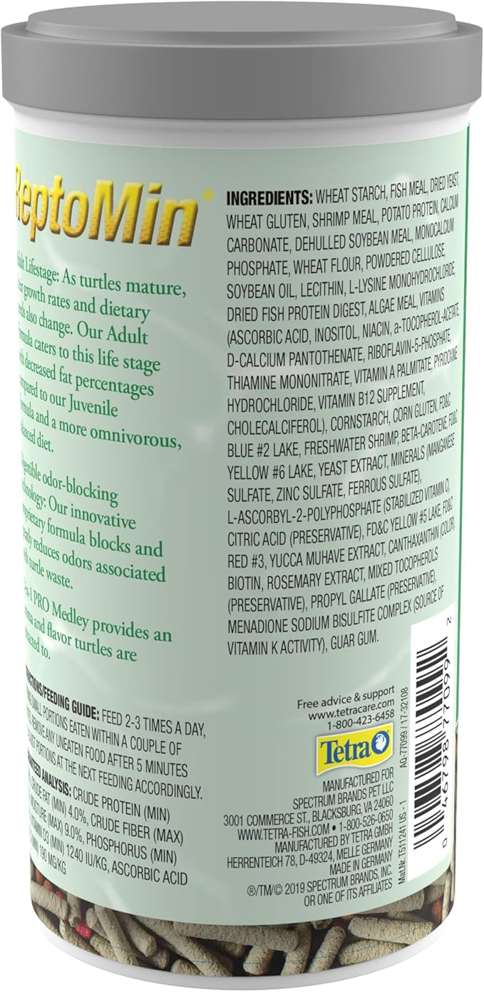Tetra TetraFauna PRO ReptoMin Pro Sticks Adult Turtle Formula Daily Diet for Aquatic Turtles, 8.11 oz