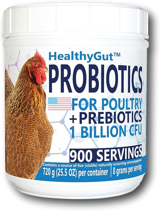 HealthyGut Probiotics for Chickens & Poultry, All-Natural Digestive System Dietary Supplement (90 Scoops)