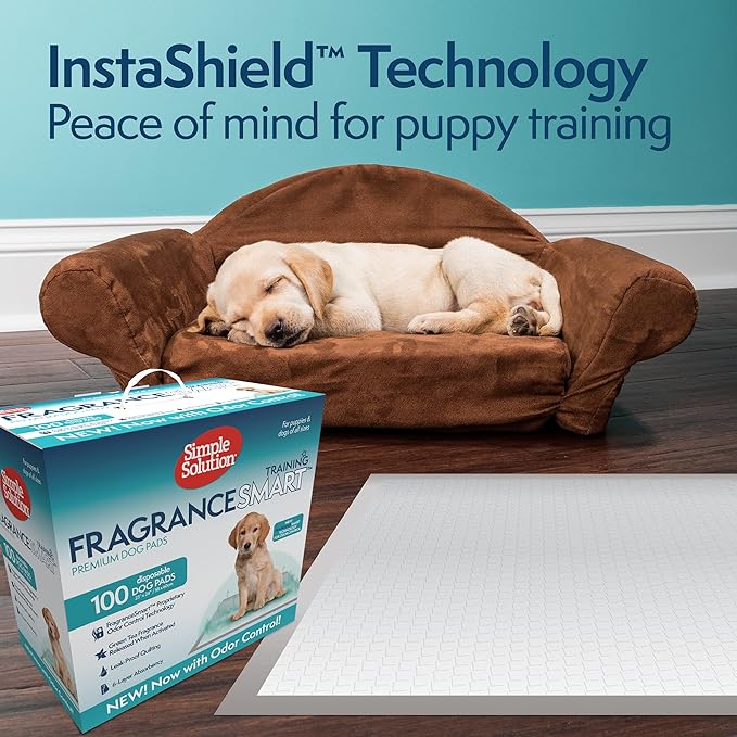 Simple Solution FragranceSmart™ Odor Control Puppy Training Pads | Green Tea Fragrance Odor Neutralizer with Wetness Indicator | 100 ct