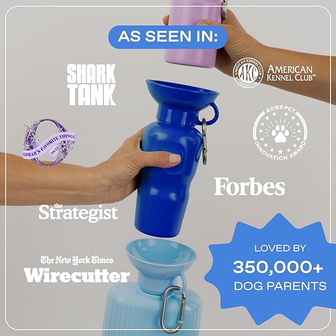 Springer by Springland Dog Water Bottle | Portable Travel Water Bottle Dispenser for Dogs | Dog Gift Seen on Oprah's Favorite Things, Shark Tank | Leak-Proof Bottles | BPA-Free 22oz Gray