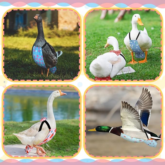 6 Pcs Chicken Diapers for Hens Rooster Ducks Reusable Washable Duck Diapers with Bow Tie for Ducklings Hens Goose Poultry Adjustable Clothes for Hen Rooster Chicken(Classic,L)