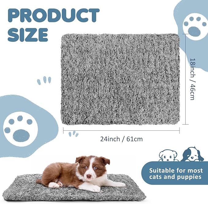 6 Pack Self Warming Cat Pads 18 x 24 Inch Self Heating Dog Mats Extra Warm Thermal Pet Bed Washable Pet Crate Mat Blanket Removable Cover Non Slip for Indoor Outdoor (Grey)
