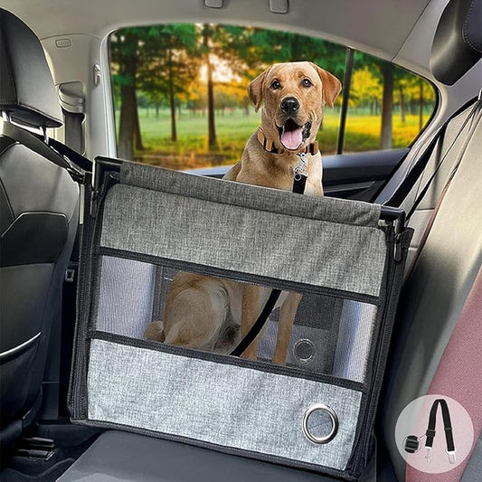 Dog Car Seat for Small to Medium Dogs Under 33lbs, Sturdy Pet Booster Car Seat Travel Carrier with Storage Pockets & Leash Detachable Washable Cover for Cars, SUVs, and Trucks