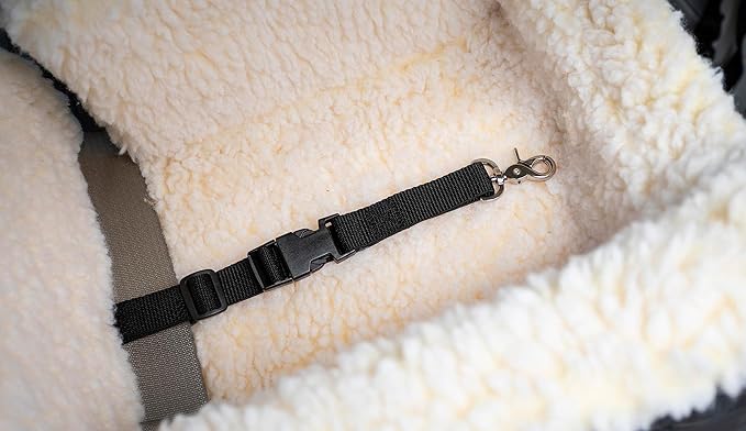 Snoozer Lookout I Dog Car Seat - Small Dog and Puppy Car Seat, Booster Bed for Small & Medium Size Pets up to 25 Lbs, Sherpa Lining, Elevated, Washable, Safe for Travel - Medium, Stone Diamond